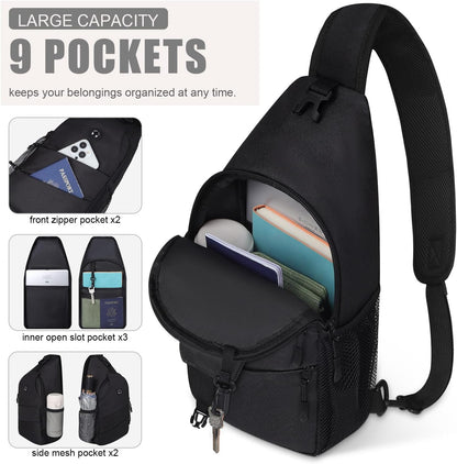 Pritent Crossbody Bags for Women Men Trendy Sling Bag Backpack Casual Chest Bag with Convertible Shoulder Strap