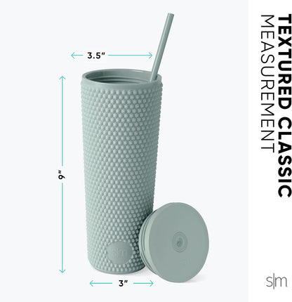 Simple Modern Plastic Matte Studded Tumbler with Lid and Straw | Reusable BPA Free Iced Coffee Cups Double Wall Smoothie Cup | Gifts for Women Men Him Her | Classic Collection | 24oz | Raspberry Vibes