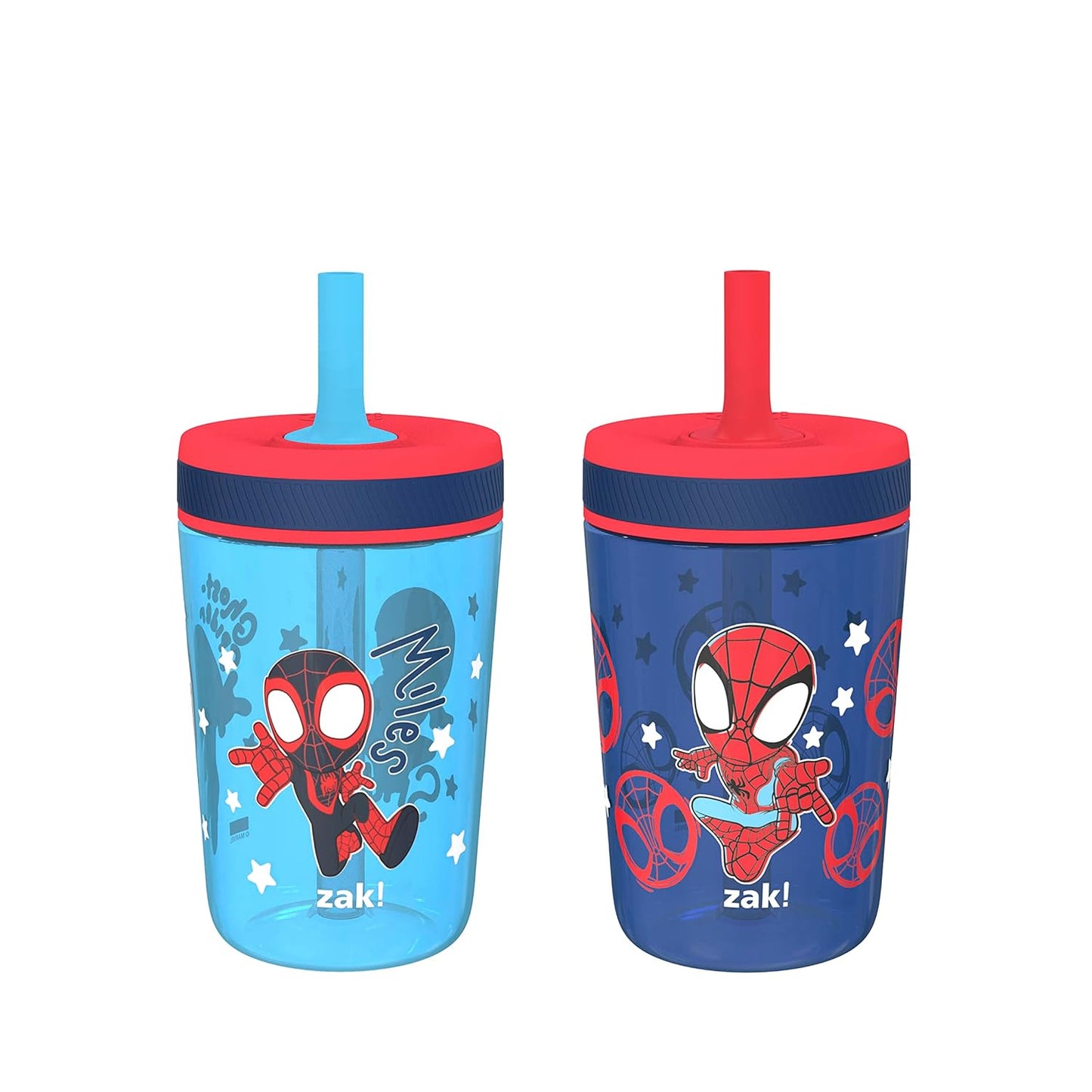 Zak Designs 15oz Bluey Kelso Tumbler Set, Leak-Proof Screw-On Lid with Straw Made of Durable Plastic and Silicone, Perfect Bundle for Kids, 2 Count (Pack of 1) - Colors B