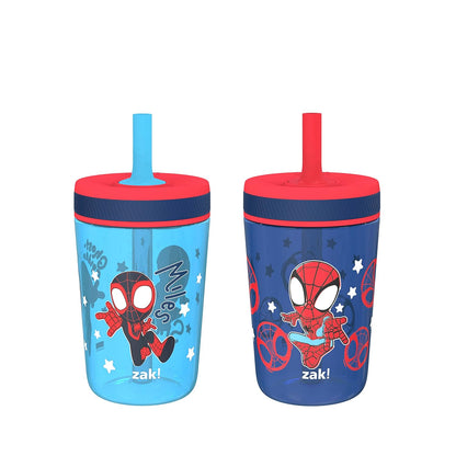Zak Designs 15oz Bluey Kelso Tumbler Set, Leak-Proof Screw-On Lid with Straw Made of Durable Plastic and Silicone, Perfect Bundle for Kids, 2 Count (Pack of 1) - Colors B