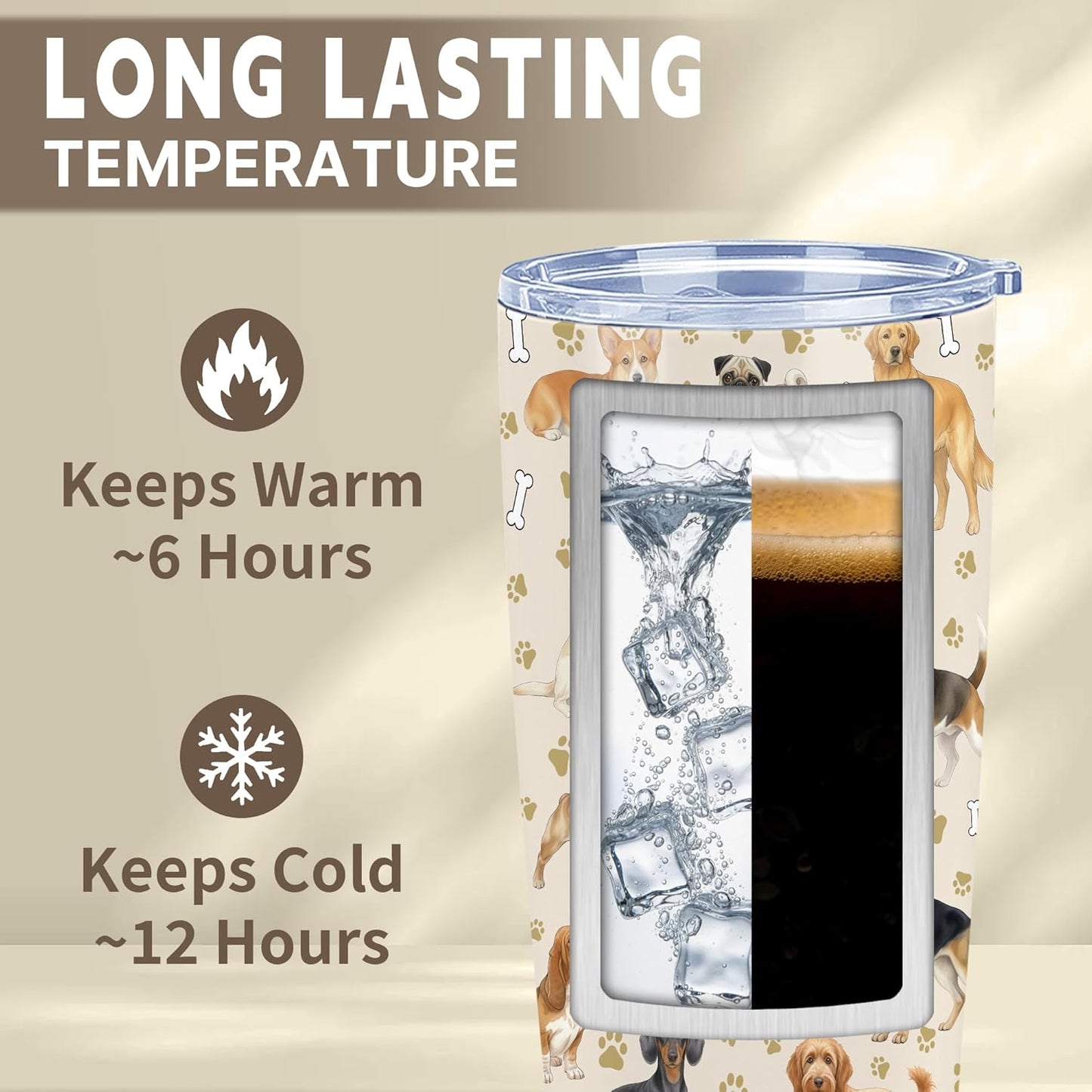 Beagle Gifts for Women Men, 40oz Stainless Steel Insulated Tumbler Travel Cup Mug, Funny and Unique Beagle Gifts for Dog Lover - Colors A