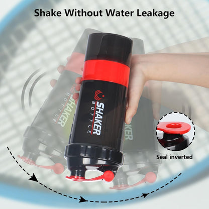 XTK Shaker Bottle 16OZ Protein Shaker Bottles with Mix Ball Sports Water Bottle Leak Proof GYM Cup for Protein Mixes with Powder Storage & Pill Organizer, Ideal for Pre Workout,BPA Free(black)