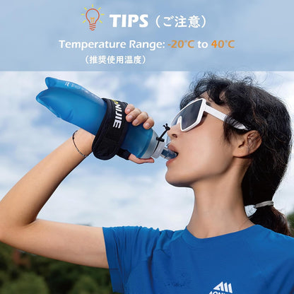 TRIWONDER Handheld Water Bottle for Running, Quick Grip Chill 17 oz Handheld Soft Water Bottle with Hand Strap Hydration Pack, BPA Sport Soft Flask (Blue)