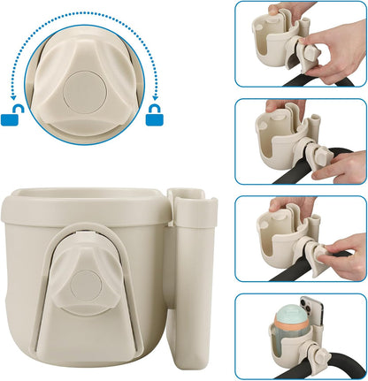 Accmor Stroller Cup Holder with Phone Holder, Bike Cup Holder, Universal Cup Holder for Uppababy Nuna Doona Strollers, 2-in-1 Cup Holder for Walker, Wheelchair, Scooter - Colors B