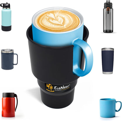 EcoNour Car Cup Holder Expander | Fits 32/40 oz Hydro Flasks, Yeti, Nalgene & Large Bottles up to 3.8" | Universal Cup Adapter for Cars with 3.2" Holders – Black