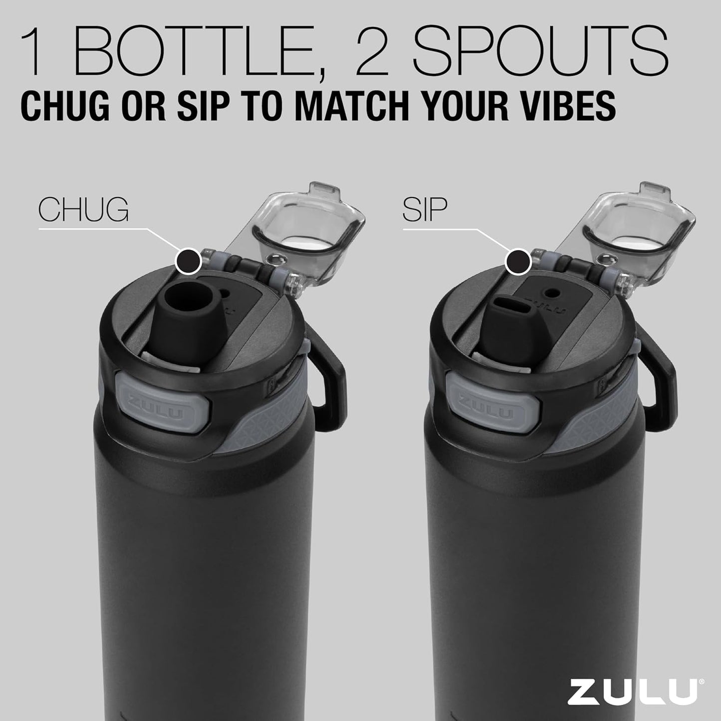 ZULU Powerfill Pro 32oz Stainless Steel Water Bottle with Quick Fill Lid, Triple Walled Vacuum Insulated Metal, Leak Proof Locking Lid, Sip and Chug, Reusable BPA Free, High Tide
