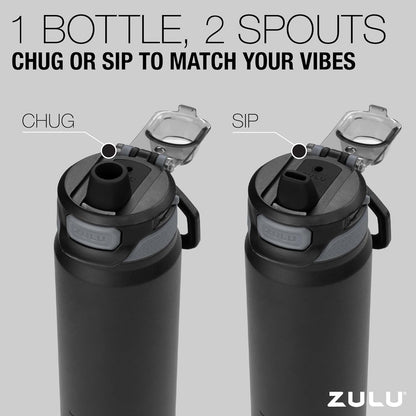 ZULU Powerfill Pro 32oz Stainless Steel Water Bottle with Quick Fill Lid, Triple Walled Vacuum Insulated Metal, Leak Proof Locking Lid, Sip and Chug, Reusable BPA Free, High Tide