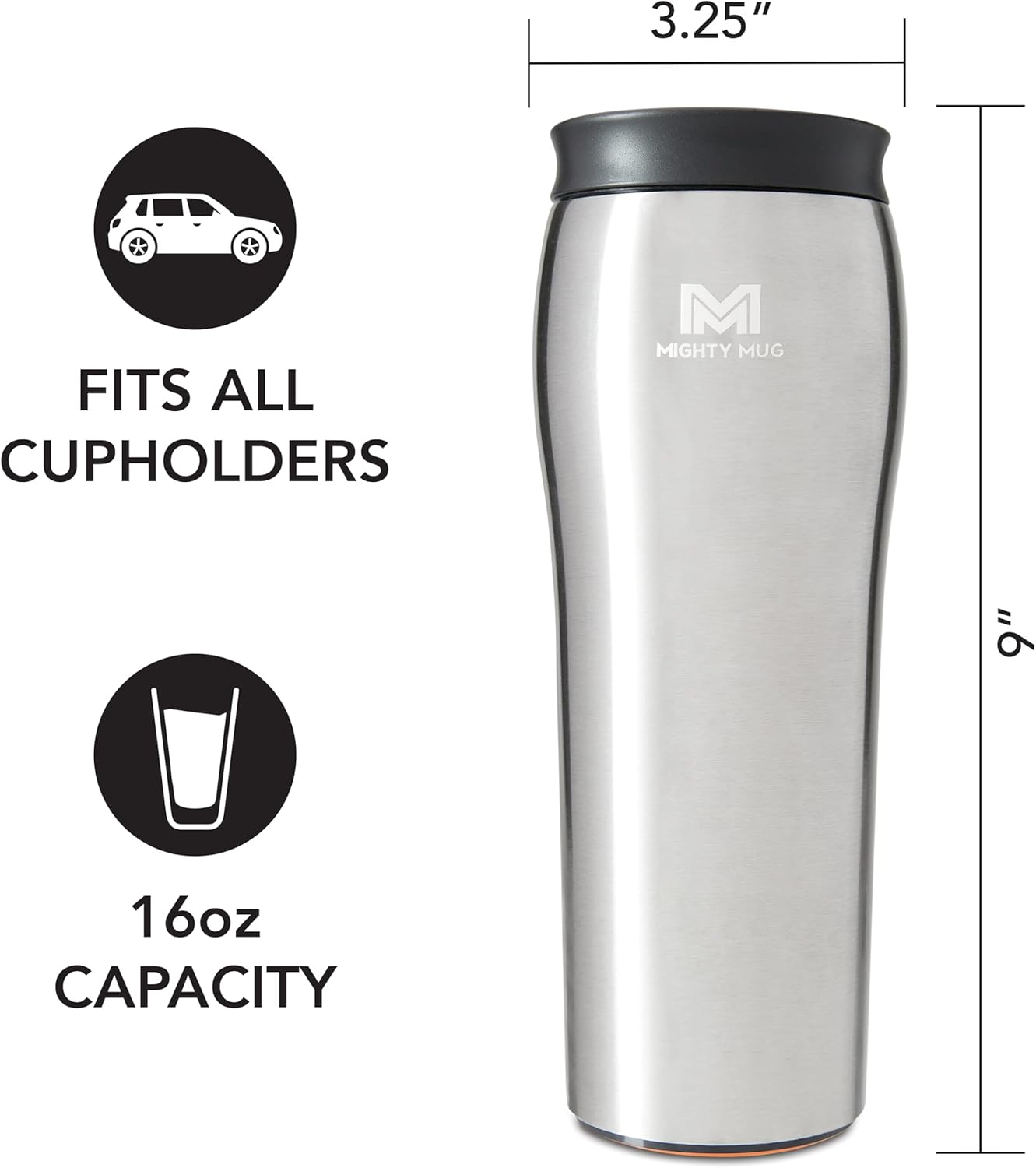 Mighty Mug | The Untippable Mug | Grips When Hit, Lifts for Sips | Insulated Stainless Steel Tumbler | Cupholder Friendly | Gifts for Women Men All | Leakproof | 6 Hour Hot / 24 Cold | 16oz | Teal