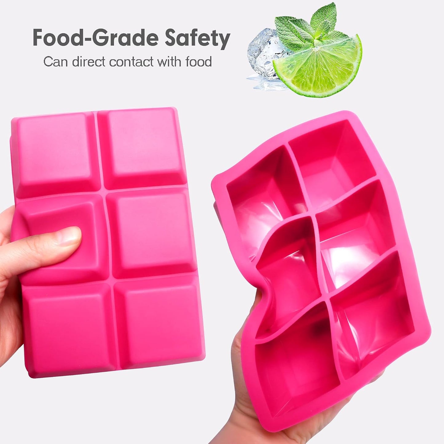 Excnorm Silicone Ice Cube Trays 3 Pack - Large Size Silicone Ice Cube Molds with Leak Proof Removable Lid Square Ice Cube Tray And BPA Free for Cocktail,Whiskey, Stackable Flexible Ice