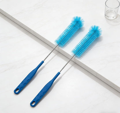 15.5 Inch Long Bottle Brush with 360° Rotating Head - Soft Bristles for Washing Glass, Narrow Neck Bottles, Wine Bottles, Vase, Hummingbird Feeder, Dishwasher Hose & Aquarium Tube, 2 Pack