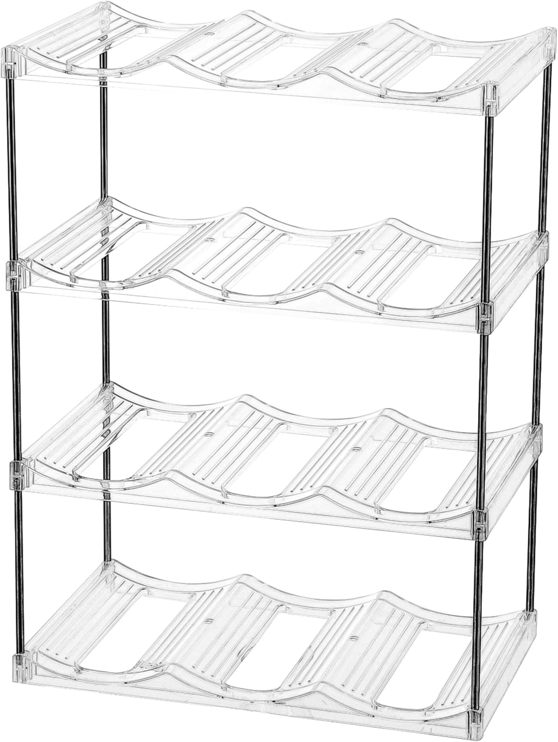 IEEK 3 Tier Stackable Wine and Water Bottle Holder Free-Standing Fridge Wine Bottle Organizers Clear Plastic Water Bottle Holder for Cabinet,Refrigerator,Pantry,Kitchen Countertops,Holds 9 Bottles