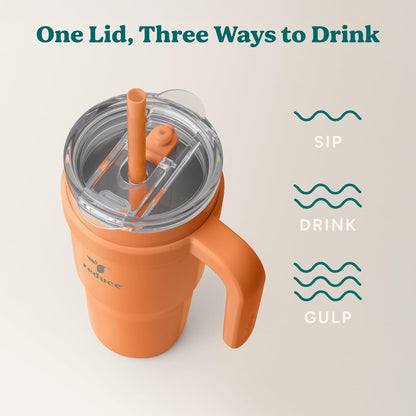 REDUCE 24 oz Stainless Steel Tumbler with Handle - Dual-Wall Vacuum Insulated Travel Mug, Sweat-Proof Lid & Reusable Straw - Keeps Drinks Cold for 24 Hrs, Fits Cupholders, Dishwasher Safe - Lilac Bud