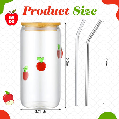 Honeydak 2 Pcs Icon Juice Glass Tumbler with Lid & Straw - 18 oz Cloud and Sun Icon Can Shape Glass Cups Coffee Juice Beer Soda Drinking Cup for Summer Halloween Christmas Party Supplies Gift