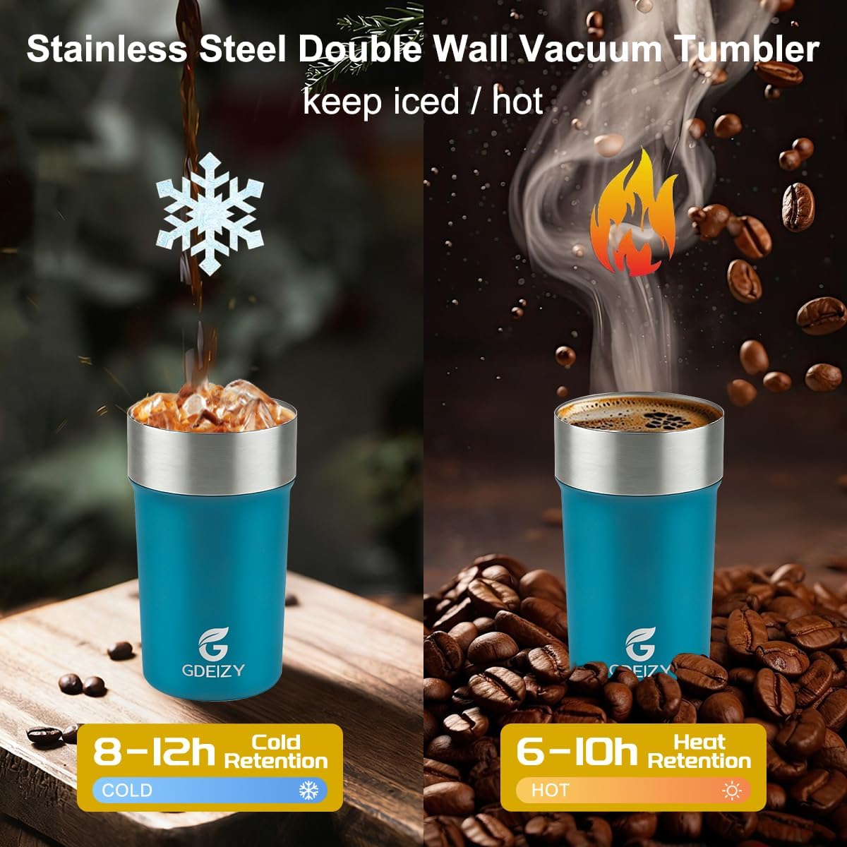 17oz Double Wall Stainless Steel Vacuum Insulated Travel Mug, Spill-Proof & Leak-Proof Coffee Mug, BPA-Free Reusable Coffee Cup for Hot & Cold Drinks, Black (Black)