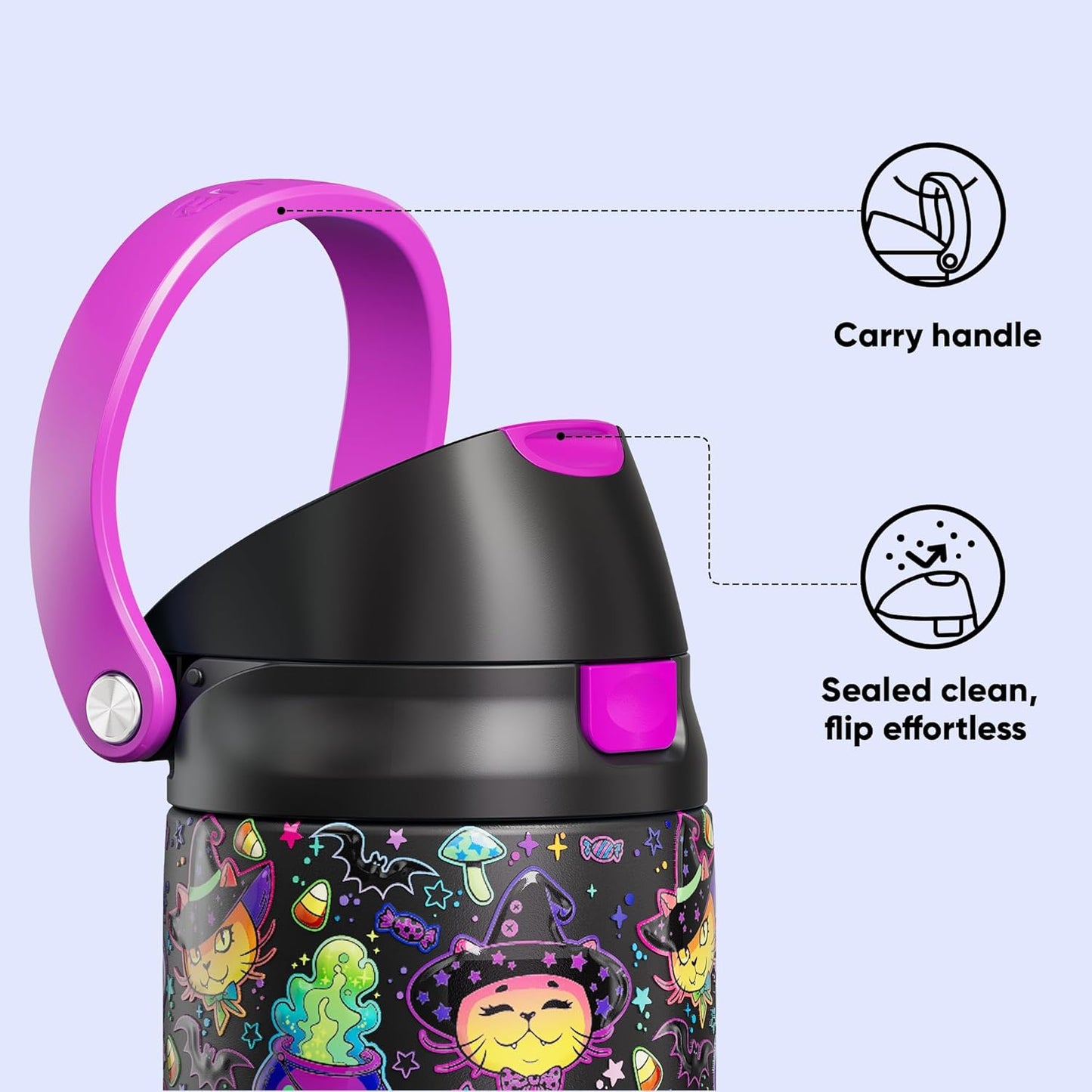 ENCOOL Leakproof Insulated Water Bottle with Straw Dual-Sip Water Bottle Bag-Safe Design for Work, Commute & Gym – Keeps Drinks Cold All Day, 24 oz, Lemonade Pink - Colors A