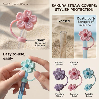 BTYHAOS Silicone Straw Caps for 10mm Tumblers | Reusable Dust-Proof Straw Toppers Compatible with Stanley 30oz & 40oz Tumblers (Purple Flower 3pc)
