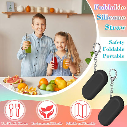 Meanplan 4 Sets Cruise Ship Essentials,4 Set Silicone Straws with Case Reusable Silicone Portable Drinking Straw Set for Party Travel Cold or Hot with 4 Carry Case, 4 Cleaning Brushes (Classic Color)