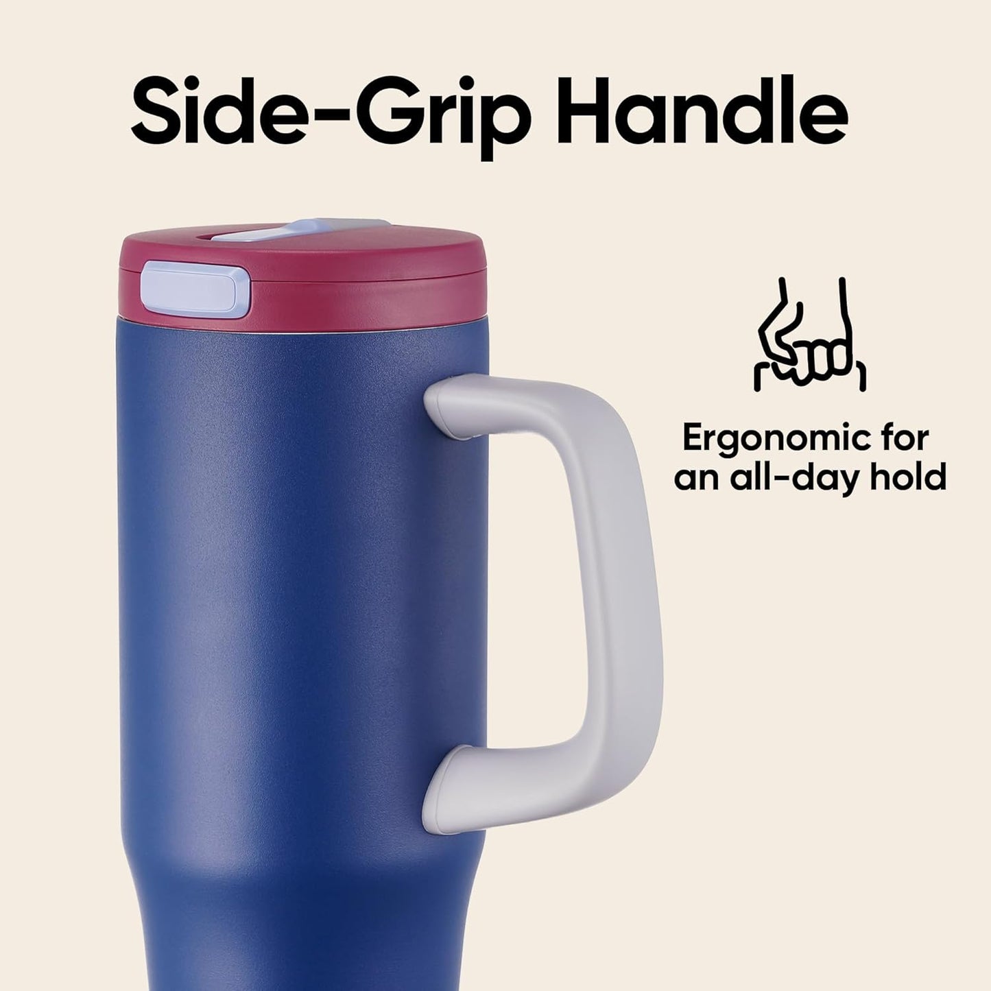 Fijinhom 32 oz Tumbler with Handle, 304 Stainless Steel Insulated Water Bottle Keeps Cold 24 Hours, Water tumbler with flip straw, Insulated Coffee Mug, Travel Cup for Sports & Gifts, Honey Peach