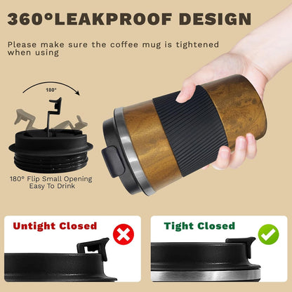 SPLMIFA Vacuum-Insulated Stainless Steel Travel Coffee Mug, Leak-Proof Reusable Coffee Cup with Lid - Keep Hot & Cold Drinks for Hours, Durable Insulated Tumbler for Men & Women(3rd-Black, 12OZ)