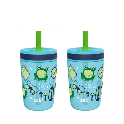 Zak Designs 15oz Bluey Kelso Tumbler Set, Leak-Proof Screw-On Lid with Straw Made of Durable Plastic and Silicone, Perfect Bundle for Kids, 2 Count (Pack of 1) - Colors B