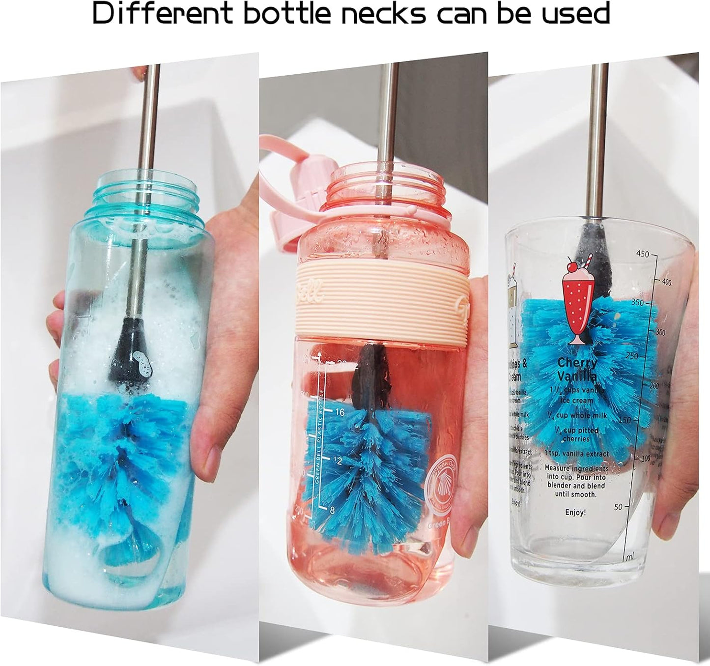 Long Bottle Brush, 17 in Bendable Cleaner Brushes for Cleaning Neck Beer Bottles, Wine, Baby Bottles, Water Bottles, Tumblers, Flask, Bird Feeder, Vase, Pipes and Brewing Supplies Black/1Pack