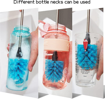 Long Bottle Brush, 17 in Bendable Cleaner Brushes for Cleaning Neck Beer Bottles, Wine, Baby Bottles, Water Bottles, Tumblers, Flask, Bird Feeder, Vase, Pipes and Brewing Supplies Black/1Pack