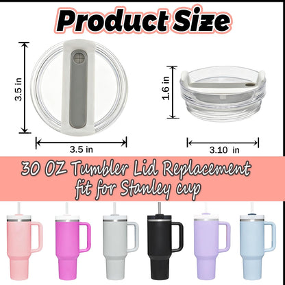 40 OZ Tumbler Lid Replacement Compatible for Stanley Quencher H2.0, 1 Pack BPA Free Clear Lid Replacement for Stanley Cup Accessories(Clear-White)