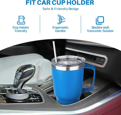 40 oz Tumbler with Handle, Insulated Tumbler with Lid and Straw, Reusable Stainless Steel Vacuum Insulated Cup, 100% Leak Proof Thermal Travel Coffee Mug Cup for Cold and Hot (Light Purple)