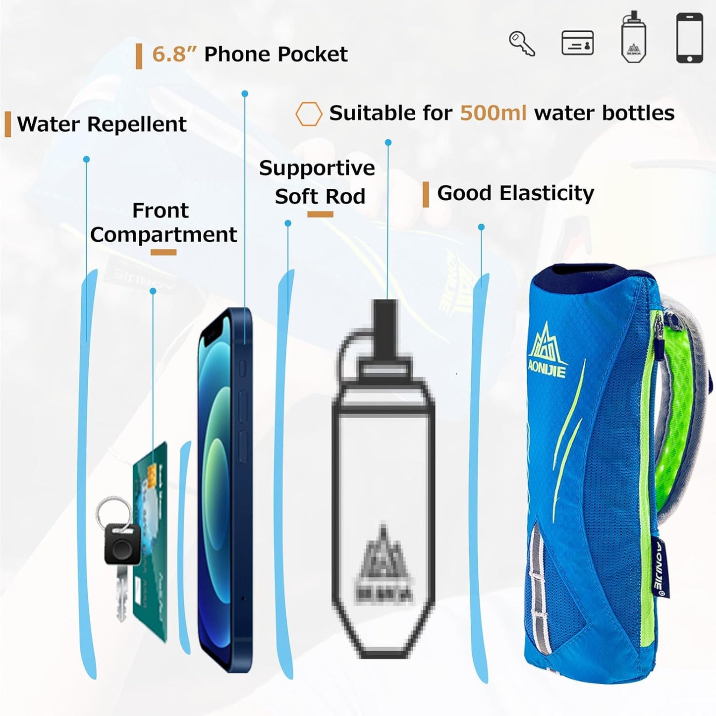 Azarxis TPU Soft Flask Collapsible Water Bottle Running Folding Gel Water Reservoir Handheld for Hydration Pack Hiking Cycling Climbing Jogging Marathon Trail Race