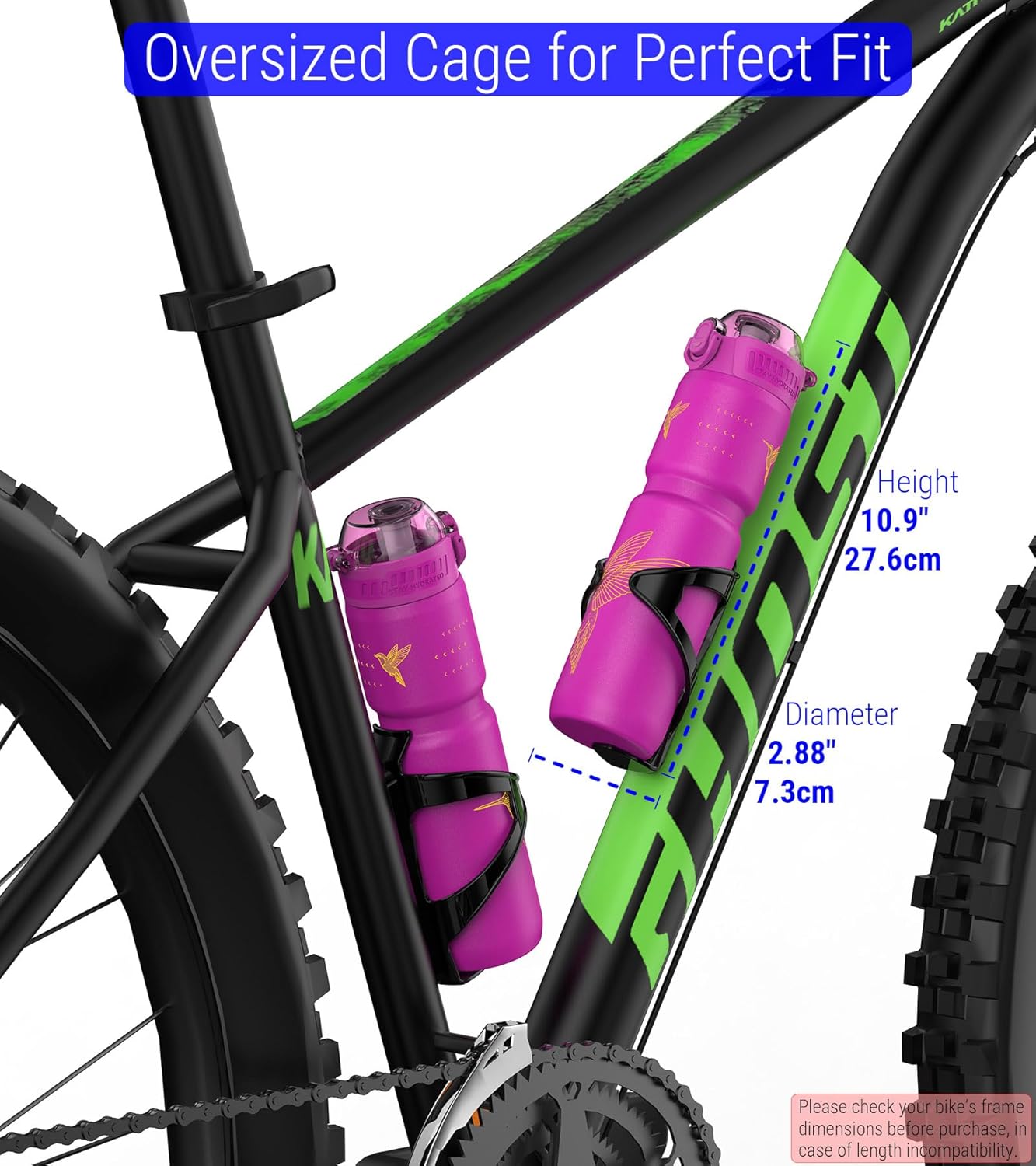 MYFOREST 24oz/700ml Insulated Bike Water Bottle, Odor-Free Surgical Steel Liner, Stronger Grip for Rough Trails, Quick-Open Chug/Straw 2-in-1, Dirt Cap (Glossy Steel)