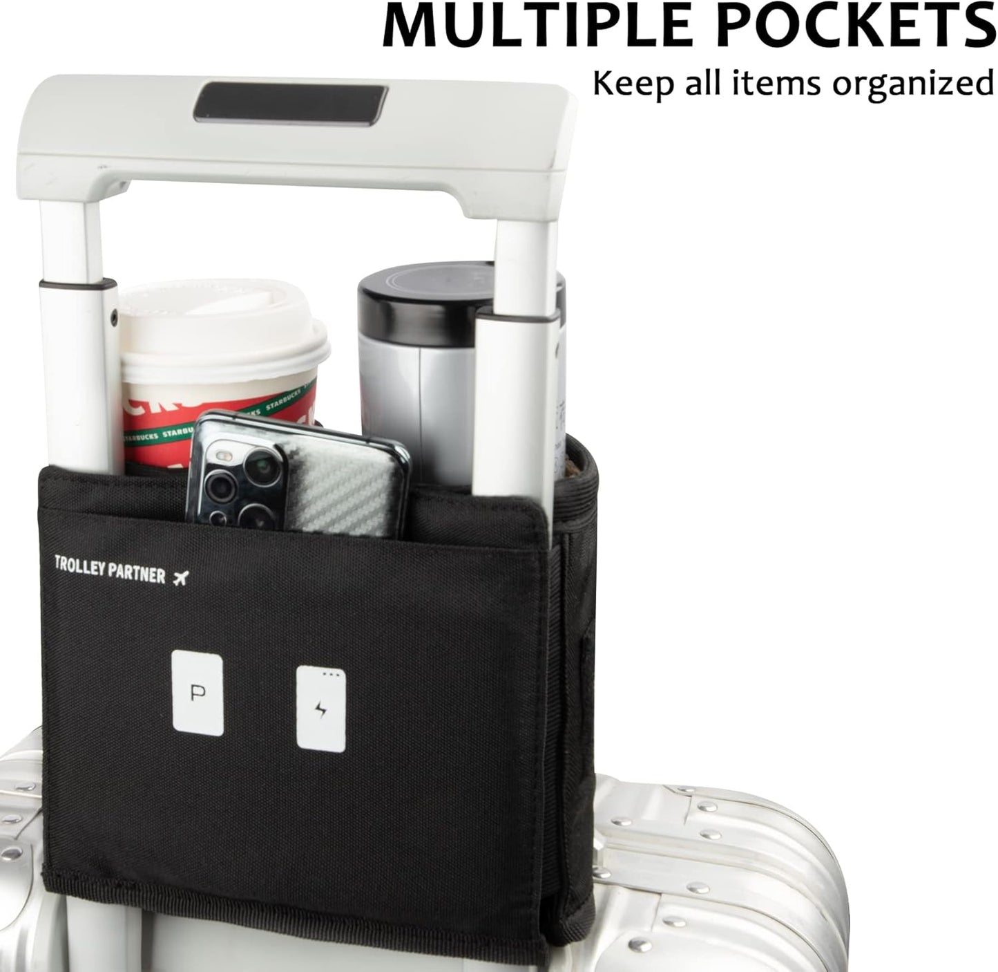 riemot Luggage Travel Cup Holder Free Hand Drink Caddy - Hold Two Coffee Mugs - Fits Roll on Most Suitcase Handles - Gifts for Flight Attendants &Frequent Travelers Accessories Black