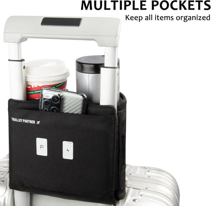 riemot Luggage Travel Cup Holder Free Hand Drink Caddy - Hold Two Coffee Mugs - Fits Roll on Most Suitcase Handles - Gifts for Flight Attendants &Frequent Travelers Accessories Black