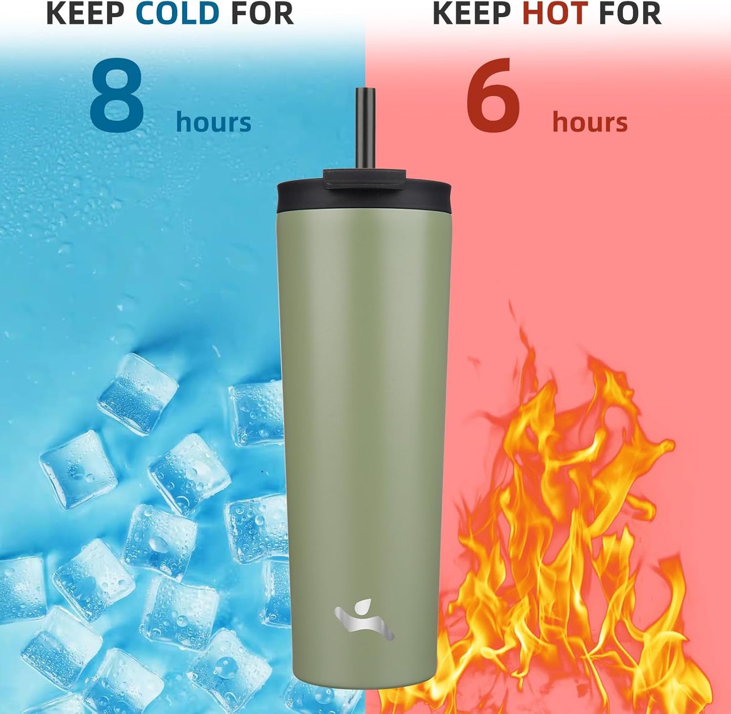 Konokyo 30 OZ Insulated Tumbler with Lid and 2 Straws Stainless Steel Water Bottle Vacuum Travel Mug Coffee Cup,Pastel Sunset