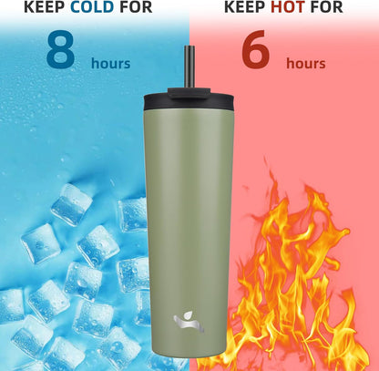 Konokyo 30 OZ Insulated Tumbler with Lid and 2 Straws Stainless Steel Water Bottle Vacuum Travel Mug Coffee Cup,Pastel Sunset