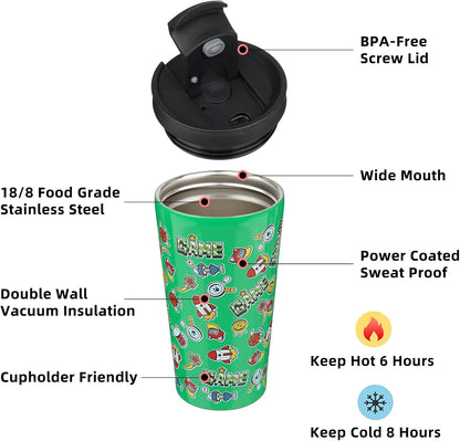 BJPKPK 22oz Insulated Tumbler With lid And Straw Stainless Steel Tumblers Travel Coffee Mug Reusable Thermal Cup,Sky