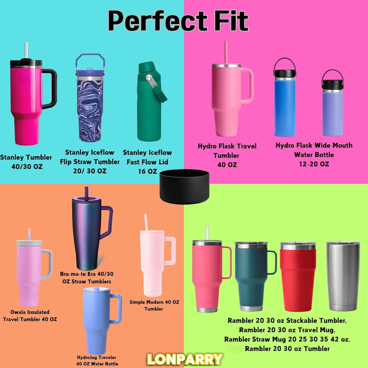 2-Pack Silicone Boot for Stanley Cup 30oz & 40oz, Anti-Slip & Noise Reducing Bottom Protector, BPA-Free Tumbler Base Cover for Quencher H2.0 30/40oz & IceFlow 20/30oz, Accessories for Car & Travel