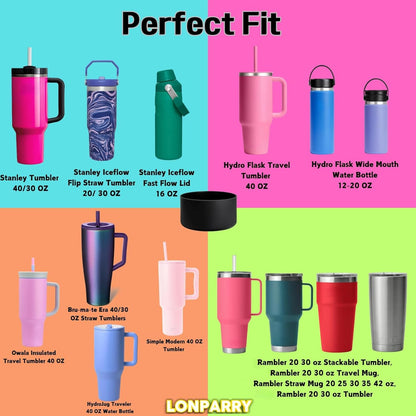 2-Pack Silicone Boot for Stanley Cup 30oz & 40oz, Anti-Slip & Noise Reducing Bottom Protector, BPA-Free Tumbler Base Cover for Quencher H2.0 30/40oz & IceFlow 20/30oz, Accessories for Car & Travel