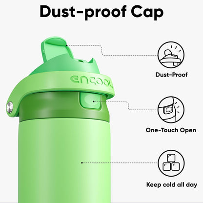 ENCOOL Leakproof Insulated Water Bottle with Straw Dual-Sip Water Bottle Bag-Safe Design for Work, Commute & Gym – Keeps Drinks Cold All Day, 24 oz, Lemonade Pink - Colors A