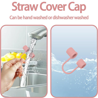 6PCS Silicone Straw Covers Cap Compatible with Stanley Cup 30&40oz Tumbler with Handle 10mm Straw Toppers，Straw Tips Lids Dust-Proof Reusable for Stanley Cup Accessories (White)