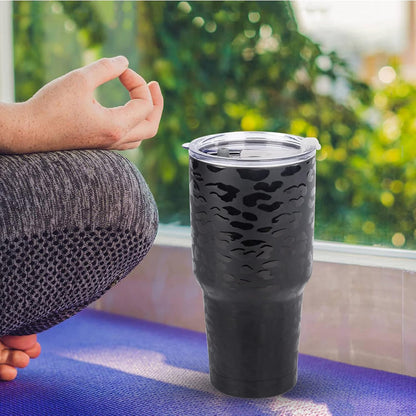 D·S 30oz Blue Tumbler Stainless Steel Double Wall Vacuum Insulated Mug with Straw and Lid, Cleaning Brush for Cold and Hot Beverages