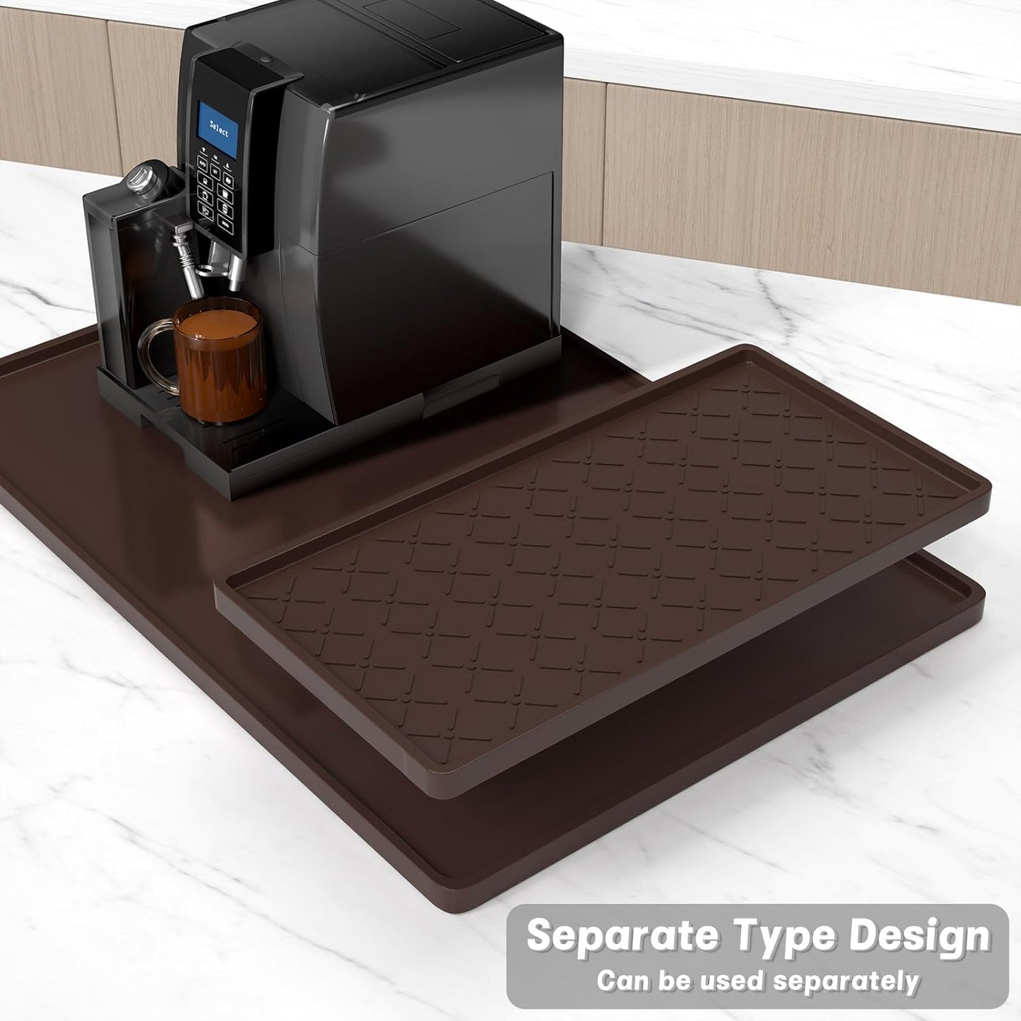 Rnivvi Silicone Coffee Mat, 16" x 24" Waterproof Raised Edge Coffee Bar Mats for Espresso Machine Station Accessories, Heat Resistant Detachable Dish Drying Pad for Kitchen Counter, Dish Rack, Green