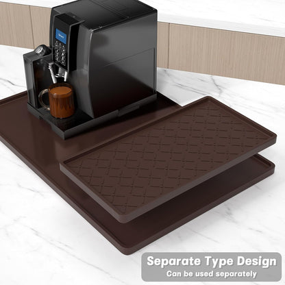 Rnivvi Silicone Coffee Mat, 16" x 24" Waterproof Raised Edge Coffee Bar Mats for Espresso Machine Station Accessories, Heat Resistant Detachable Dish Drying Pad for Kitchen Counter, Dish Rack, Green