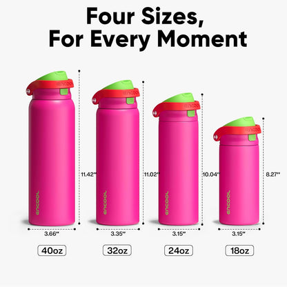 ENCOOL Leakproof Insulated Water Bottle with Straw Dual-Sip Water Bottle Bag-Safe Design for Work, Commute & Gym – Keeps Drinks Cold All Day, 24 oz, Lemonade Pink - Colors B