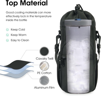sportsnew Water Bottle Holder 40oz Crossbody Insulated Cup Sleeve Water Bottle Carrier Sling Bag with Phone Pocket, Walking