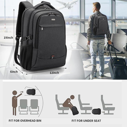 DUSLANG 17 Inch Laptop Backpack for Travel Water Resistant College Backpack for Men/Women Laptop Bag with USB Charging Port,Black - Colors A