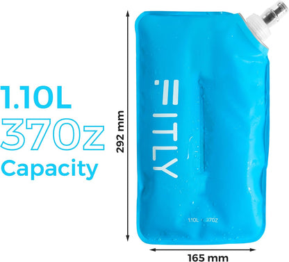 FITLY Soft Flask - Shrink As You Drink Soft Water Bottle for Hydration Pack - Folding Water Bottle Ideal for Running, Hiking, Cycling, Climbing & Rigorous Activity