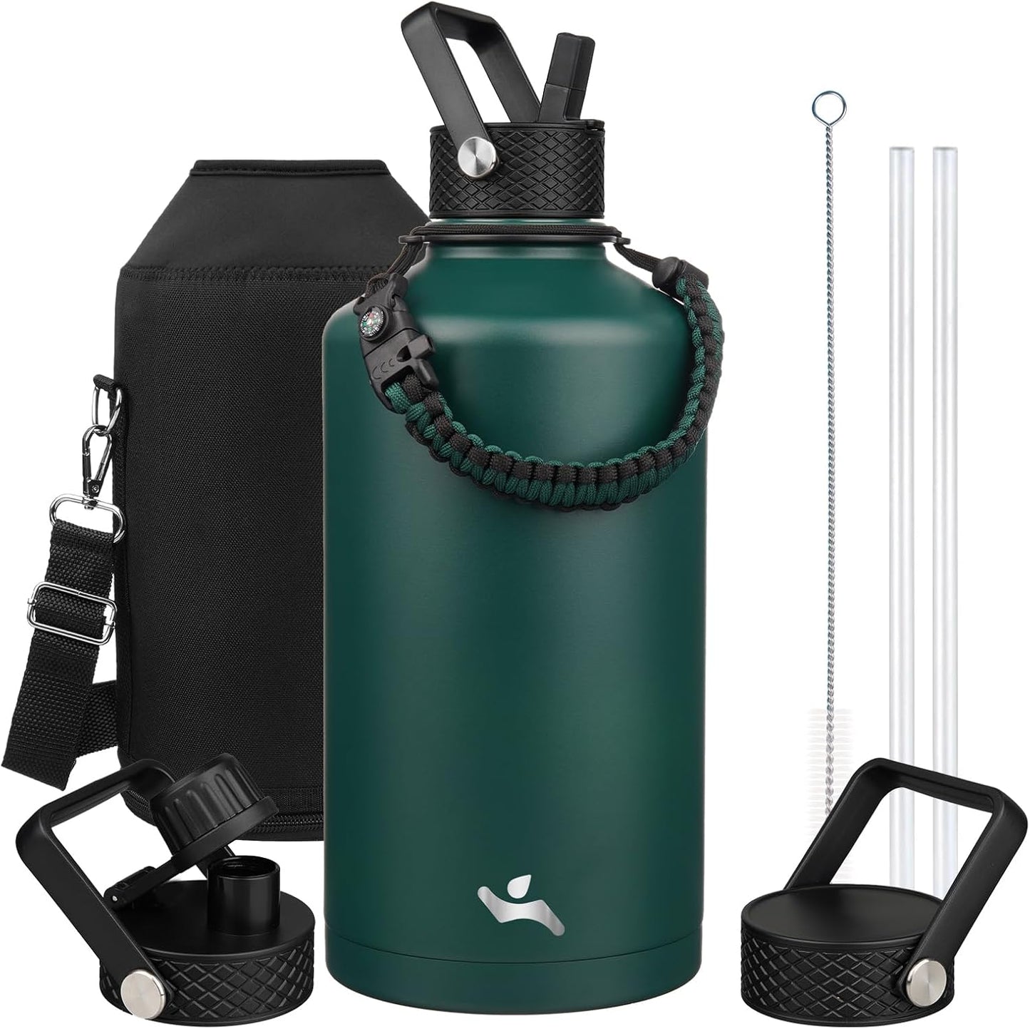 Konokyo 22oz Stainless Steel Bottles with 3 Lids Sport Insulated Water Bottle,Mint