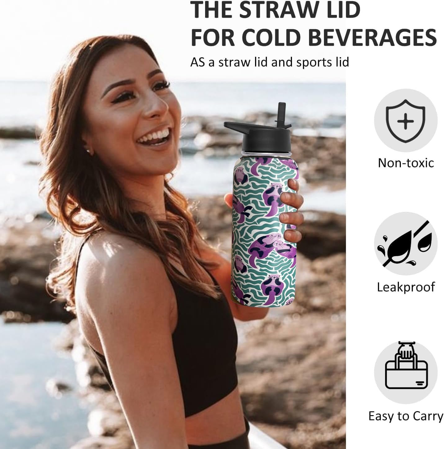 32oz Pickleball Water Bottle Insulated Vacuum Stainless Steel Tumbler Travel Mugs With Straw for Game Sport,Pickleball Accessories