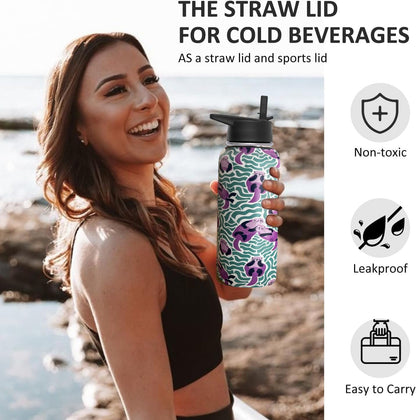 32oz Pickleball Water Bottle Insulated Vacuum Stainless Steel Tumbler Travel Mugs With Straw for Game Sport,Pickleball Accessories