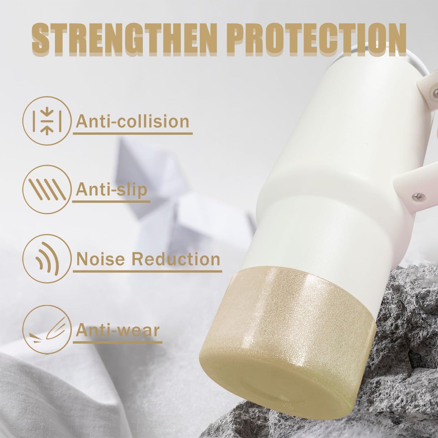 Jelly Luster Glitter Silicone Transparent Boot for Stanley 20-40oz, Compatible with Hydro Flask or Other Water Bottle Tumbler, 2.85-3.0 inch Protective Anti-Slip Bottom Sleeve Cover